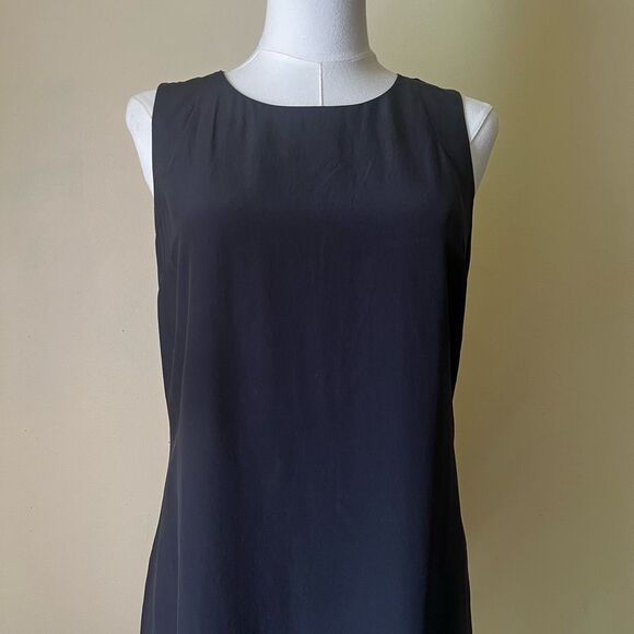 Cynthia Rowley 100% Silk Black Shift Dress Size 4 Cut Out Back Detail‎ - Picture 3 of 9